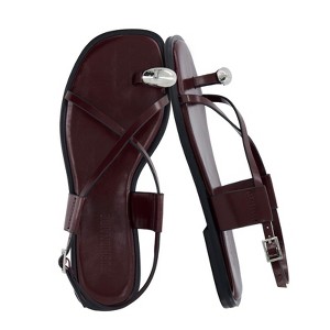 CUSHIONAIRE Corfu Flat Sandals for Women – Strappy Design with Toe Loop and Adjustable Ankle Strap – Lightweight Summer Dress Sandal - 1 of 4