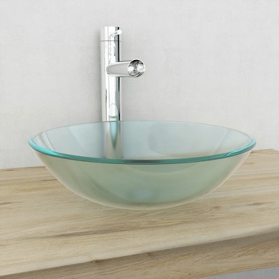 vidaXL Basin Tempered Glass 16.5 in. Frosted