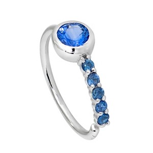 Jewelry Avalanche 20G 14K Gold Bezel Blue Sapphire Nose Hoop Ring, 5/16"(8mm) - 1 of 4