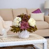 Nearly Natural 15-in Peony, Hydrangea and Dahlia Artificial Arrangement in Marble Finished Vase - 3 of 4