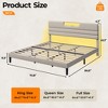 King Size Bed Frames with Upholstered Headboard Modern Platform Bed with Charging Station and Led Lights Bed Frame with Sturdy Wooden Slats Beige - 4 of 4