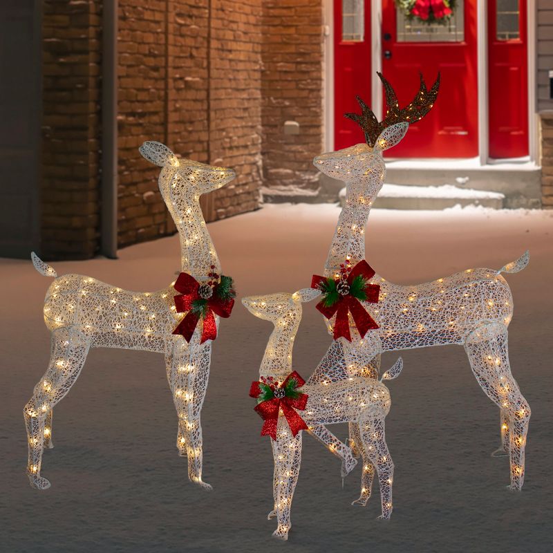 Northlight Set of 3 LED Lighted Glittered Reindeer Family Outdoor Christmas Decorations, 2 of 9