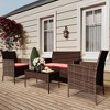 4-Piece All-Weather Wicker Patio Set, Outdoor Rattan Conversation Furniture with Cushions & Glass Table, for Garden, Porch, Poolside - 2 of 4