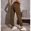 Coolmee Women's Lightweight Cargo Pants Casual Travel Sweatpants Joggers Elastic Waist Button Pockets - 2 of 4