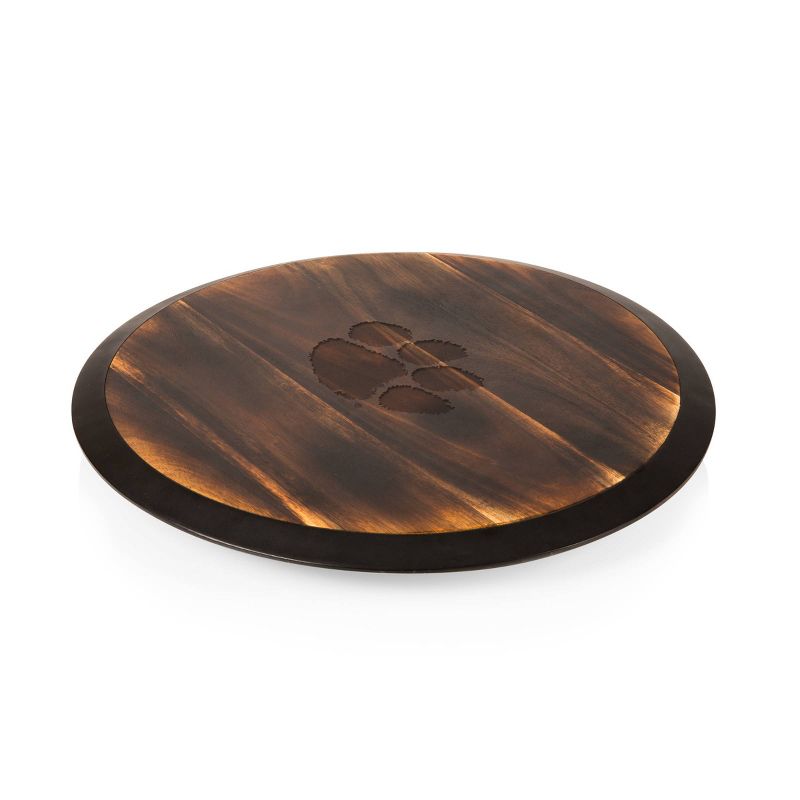 NCAA Clemson Tigers Fire Acacia Wood Lazy Susan Serving Tray, 1 of 5