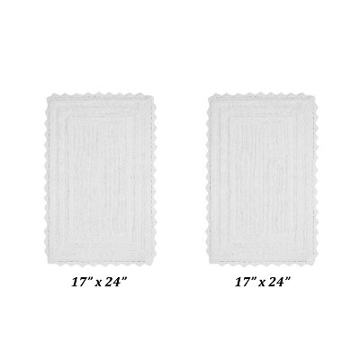 White Cotton Tufted Reversible Crochet Bath Rug Set