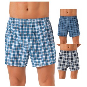 INSPIRE CHIC Men's 3 Pack Elastic Waistband Plaid Printing Boxer Shorts - 1 of 4