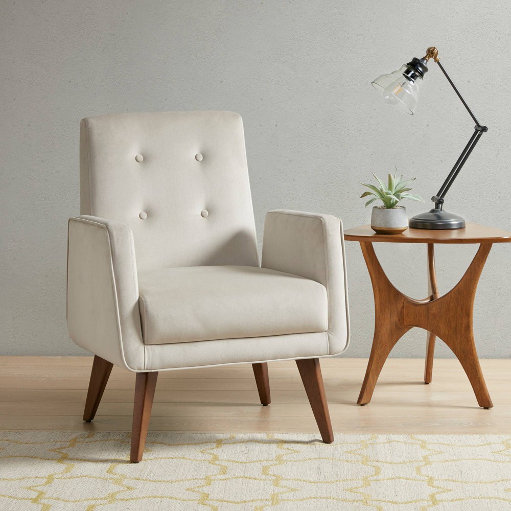 Photos - Chair Lacey Upholstered Button Tufted Accent  Beige - Ink+Ivy