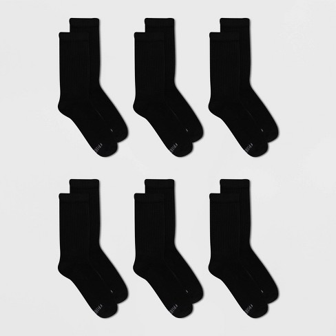 Loose Fit Stays Up Cotton Casual Crew Socks Black / Small