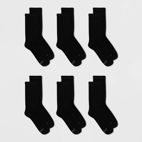 Fruit of the Loom Women's Cushioned 6pk Crew Athletic Socks - Black 4-10