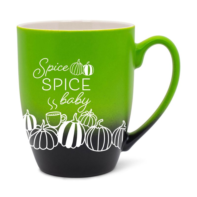Elanze Designs Spice Spice Baby Two Toned Ombre Matte Green and Black 12 ounce Ceramic Stoneware Coffee Cup Mug, 1 of 2