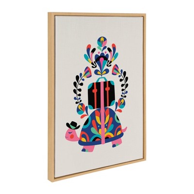 Colorful Abstract Animal Canvas Wall Art with Natural Frame