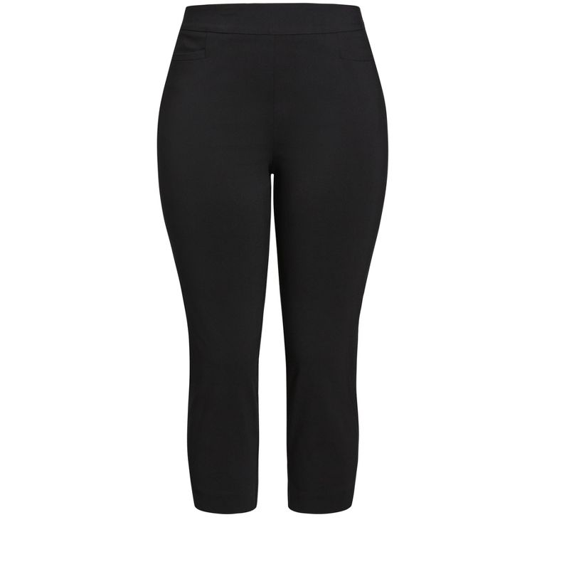 Women's Plus Size Super Stretch Crop Pant - black  | AVENUE, 3 of 4