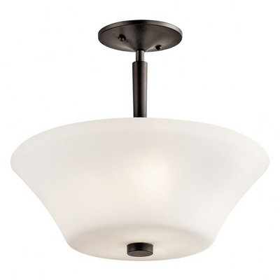 Olde Bronze Aubrey 3-Light Semi-Flush Mount with Satin Etched Glass