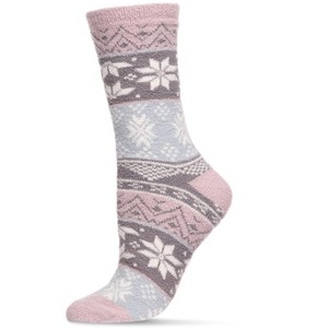 Memoi Women's Snowflake Fairisle Super Soft Cozy Crew Socks - 1 of 4