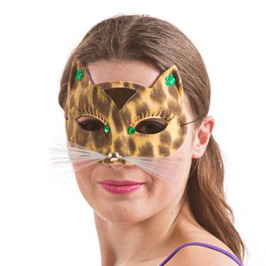 Pams of Gainsborough Leopard Cat Adult Costume Half Mask - 1 of 3