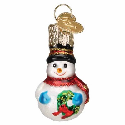 Old World Christmas 2.0 Inch Mini Snowman Ornament Wreath Blue Mittens Tree Ornaments