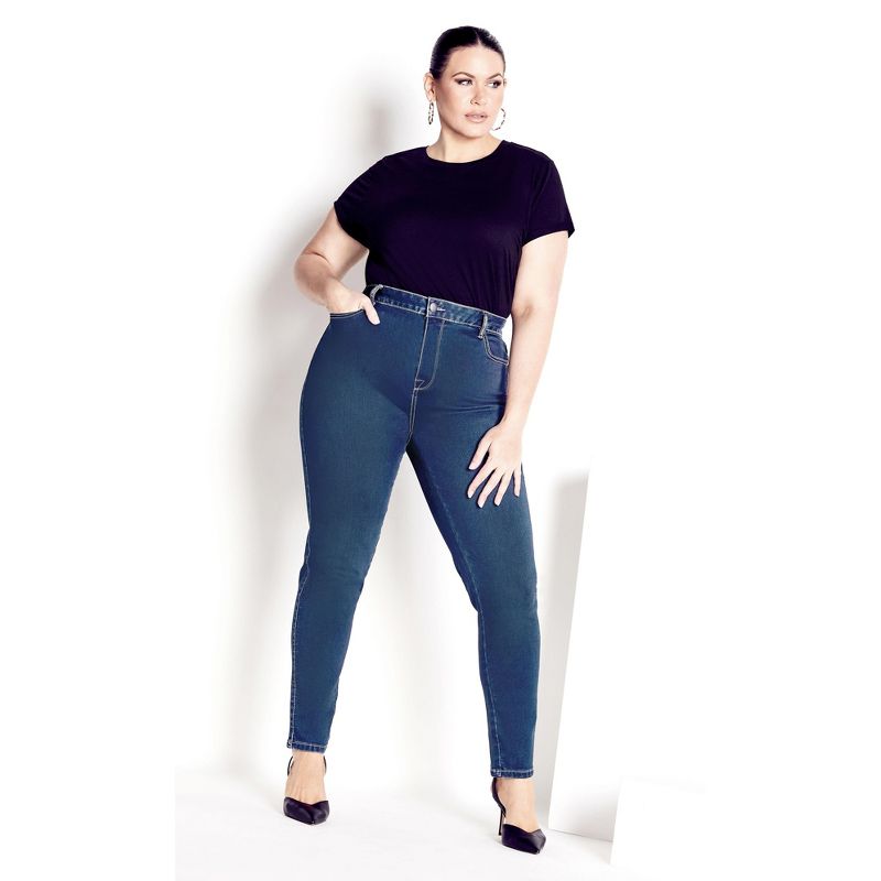 Women's Plus Size Butter Denim Skinny Jean Mid Wash - tall | AVENUE, 3 of 6