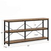 Syemin Console Tables Industrial Console Table Shelves, Rustic 3-Tier Sofa Table Behind Couch, Narrow Entryway Table, Brown, 55.12"*11.8"*29.92" - 3 of 4