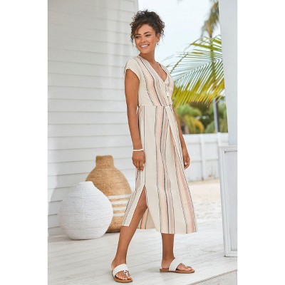 Women's Striped V-Neck Dress - LASCANA