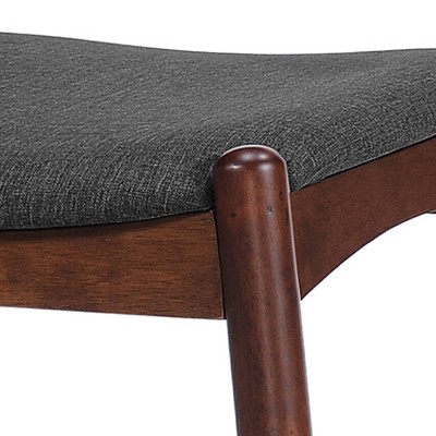Set of 2 Charcoal Upholstered Walnut Wood Side Chairs
