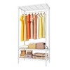 Metal Clothes Rack, Heavy Duty Garment Rack with Shelves, Adjustable Clothing Storage Racks, Small Closet Organizers for Bedroom Laundry Room, White - 2 of 4