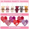 Joyfy 24 Packs Valentine's Day Heart Cards with Plush Toy, Mini Stuffed Animal Plush Toys for Valentines Party Favors, Kids Classroom Exchange Gifts - 2 of 4