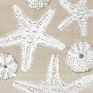 Boston International IHR 3-Ply Paper Cocktail Napkins, 5" x 5", Beach Treasures Starfish (Pack of 20) - 1 of 2