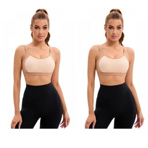 INSPIRE CHIC 2 Pcs Women's Contrasting Colors Adjustable Straps Workout Fixed Cup U Back Sports Bras - 1 of 4