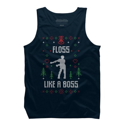 Men's Design By Humans Floss Like A Boss Ugly Christmas Sweater By shirtpublic Tank Top