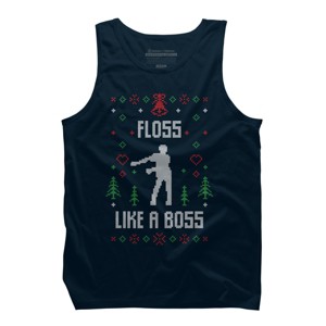 Men's Design By Humans Floss Like A Boss Ugly Christmas Sweater By shirtpublic Tank Top - 1 of 3