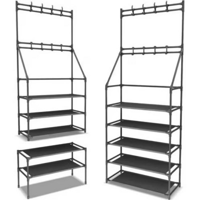 Boersma 5-Tier Shoe Rack with Hooks Narrow Shoe Organizer Shelf for Entryway & Closet, Storage for 10 Pairs of Shoes & Boots, Sturdy Metal Frame