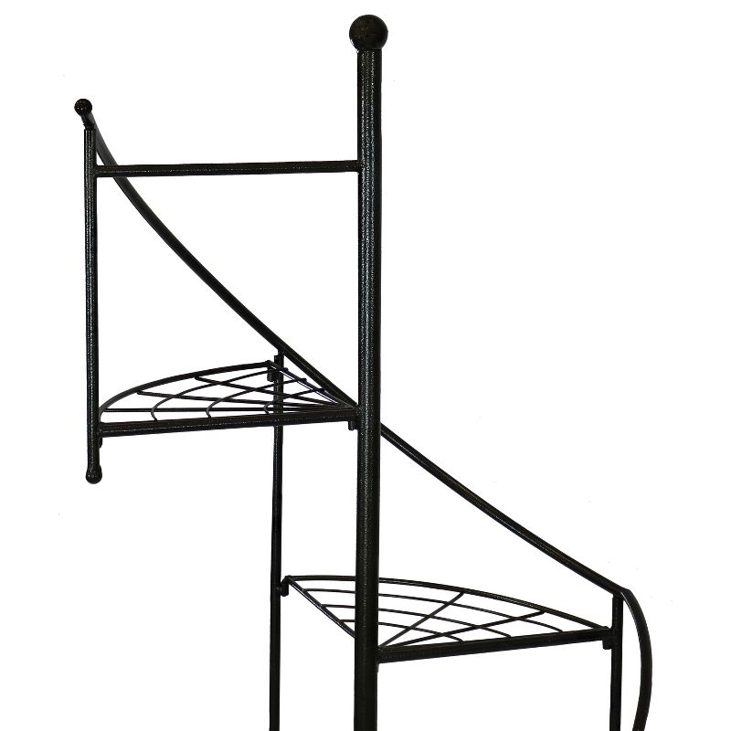 Sunnydaze Indoor/Outdoor Iron Metal 4-Tiered Potted Flower Plant Stand with Spiral Staircase Design - 56" - Black - 2pk, 5 of 12