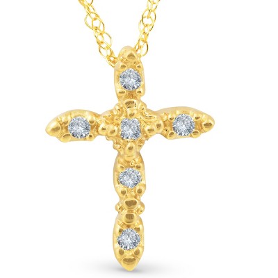 Pompeii3 1/5ct Diamond Cross Pendant 14K Yellow Gold 3/4" Tall