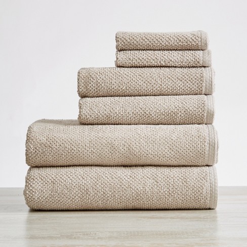 Great Bay Home Cotton Waffle Weave Quick-Dry Towel Set (Hand Towel  (4-Pack), Oatmeal) 