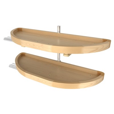 Rev-A-Shelf 4WLS882-32-570 32 Inch Wooden 2 Shelf Half Moon Lazy Susan Turntable Storage Kitchen Organizer for Blind Corner Cabinets