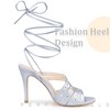 Perphy Women's Rhinestone Strappy Lace Up Slingback Stiletto Heel Sandals - 4 of 4