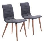 Set of 2 Mid-Century Modern Upholstered and Wood Dining Chair Gray - ZM Home