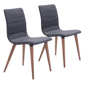 Set of 2 Mid-Century Modern Upholstered and Wood Dining Chair Gray - ZM Home