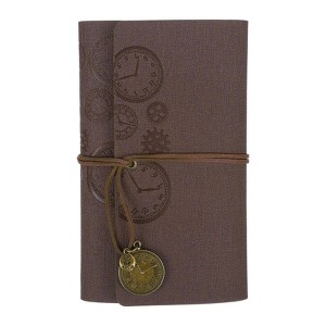 Unique Bargains PU Leather Notebook Refillable Thick Paper Travel