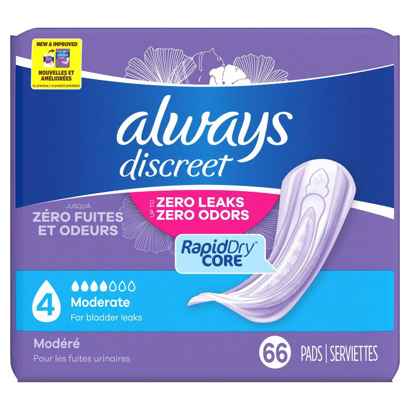 Always Discreet Incontinence & Postpartum Incontinence Pads for Women - Moderate Absorbency - Size 4, 3 of 14