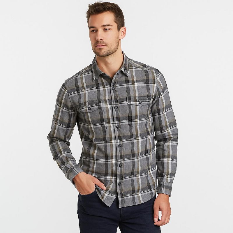 Burnside Men's Flannel Shirt | Gray Olive Small