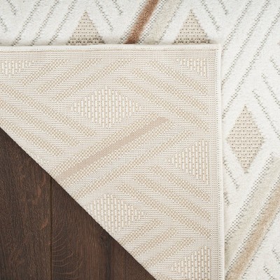 Ivory and Beige Geometric Synthetic Rectangular Area Rug 7'10" x 9'10"