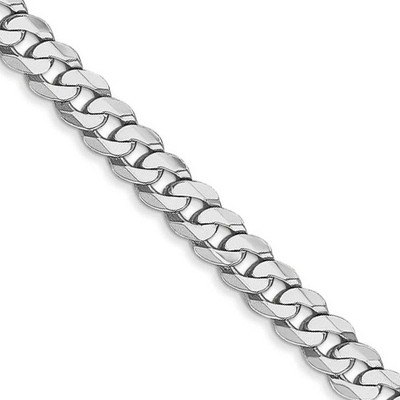 Black Bow Jewelry 5.5mm, 14K White Gold, Solid Miami Cuban (Curb) Chain Necklace