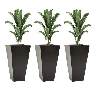 Resenkos Set of 3 Tall Planters with Drainage Hole, 28" Outdoor Flower Plant Pots, Indoor Planters for Porch Patio and Deck, - 1 of 4