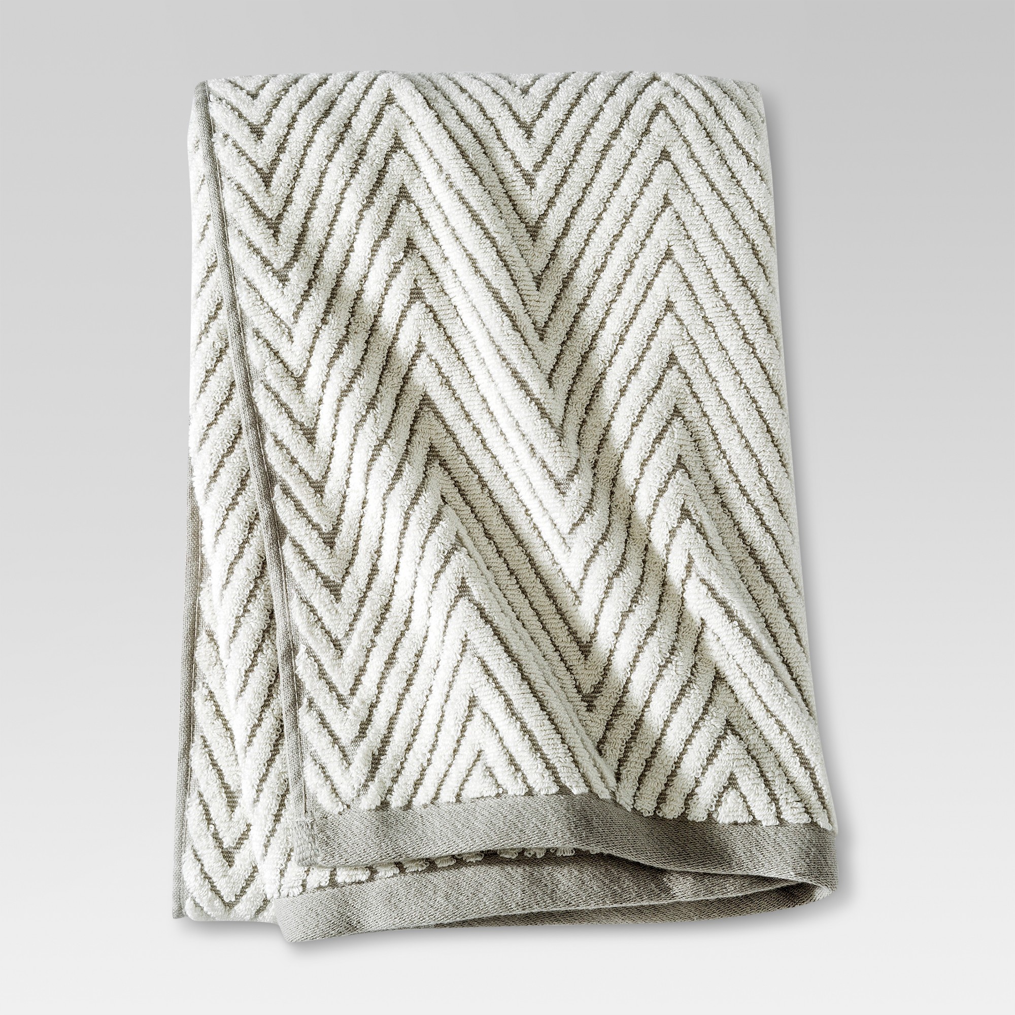 Chevron Textured Bath Towel Cream/Gray - Threshold , White Gray