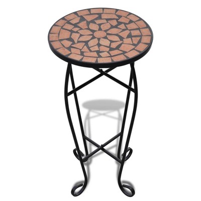 vidaXL Plant Stand Terracotta and Black Iron and Ceramic Small Durable