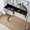 Infurnic Mirrored Makeup Vanity Table with Stainless Steel Base, with Drawers, Versatile Desk for Bedroom and Office, Silver, 39.4"*17.7"*29.3" - 2 of 4