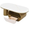 PAGED Oval Coffee Table 47.24" Modern Center Table with Storage Drawer, End Table with Faux Marble Top for Living Room, Office - 3 of 4
