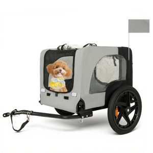 RISOKEYS 16-Inch Foldable Pet Bike Trailer - with Universal Hitch & All-Terrain Wheels, Portable for Road Trips and Daily Rides,for Small Dogs - 1 of 4